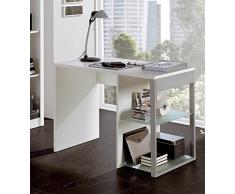 Mesa Escritorio color blanco con estantes regulables de cristal de oficina, despacho o estudio. 100 x 60 x 75