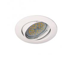 CristalRecord Zar - Kit de foco empotrable, basculante, portalmparas y bombilla, GU10, 7 W, luz clida, 2700 K, color blanco