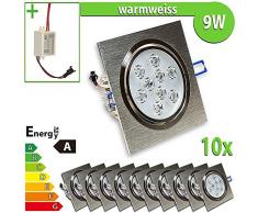 1 x foco de pared bombilla de 9 W escuadra de focos para lámpara de techo empotrable, blanco 9.0|wattsW