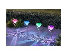 Mason & Jones - Luces solares para jardín, diseño de estaca con diamante, 4 unidades