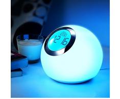 Maclean - Energy mce114 - lámpara nocturna táctil cambio de colores reloj con despertador