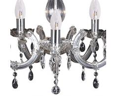 MiniSun - Moderno candelabro / lámpara araña de techo vintage 'Marie Therese' - con 5 luces, en cromo y transparente