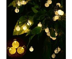 yimia® Resistente Al Agua 30 luces LED Solar Luces Cadena, 8 Bombilla portátil 6 m exterior jardín solar Iluminación LED blanco cálido/bola multicolor para Fiesta, Navidad, Jardín, Exterior, cerveza jardín, balcón, bodas, fijo, decoración,
