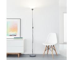 Clásico - Lámpara de pie LED, 1 x 10 W E27 LED Incluye, 810 lúmenes, 2700 K, metal/plástico, plata/blanco