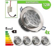 4 x LED foco empotrado LEDVero 12 W redondo blanco cálido