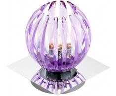 Trio 594010192 Serie 8140 - Lámpara de sobremesa con base espejo, bombilla incluida, G9, Halógeno, 28 W, 370 lm, 2800 K, 230 V, C, IP20, 15 x 13 x 13 cm, metal, violeta