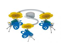 Naeve Leuchten 114961 Schmetterling - Lámpara de techo infantil (metal, IP20, incluye 3 bombillas GU10, 50 W, 230 V, 36 x 36 x 14 cm), diseño de mariposas, varios colores