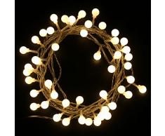 MAXINDA-Cadena de Luces LED, Globo Luces de Navidad Fiesta (5M 48 LED 24V) con 8 Modos para Exterior, Interior, Boda, Jardín, Césped, Decoración de Patio, Color: Blanco Cálido (1 Juegos)