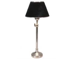 Naeve Leuchten 3014822 - Lámpara de mesa (metal y piel, 1 bombilla E14, 40 W, 240 V no incluida, altura regulable: 49 a 65 cm, pantalla: 20,5 cm, pie: 11 cm), color níquel y negro