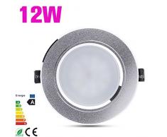 4x 12W techo foco LED aluminio Empotradas Lluminación Lámpara Conjunto Empotrada Focos bombillo 5730 110V-240V Acero Inoxidable Luz de Techo