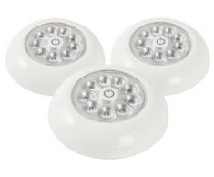Mylite ML - 0003 WH - Lámpara de toque con 9 LED, funciona con pilas, 3 unidades, color blanco