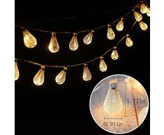 Dailyart 6.5FT(2M) Elegantes Gotas Luz LED de Cadena, Cálido Resplandor Blanco, a pilas