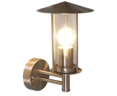 Naeve Leuchten 1001050 - Lámpara de pared para exterior (no se incluye bombilla, altura de 30 cm, diámetro de 18 cm, diámetro del foco de 30 cm, acero inoxidable y cristal), color metalizado