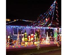 LEORX Cadena de luz LED 10M 220V 100 LED 8-modo ambiente cadena de fibra óptica de iluminación LED luces de Navidad boda partido jardín (Colorido)