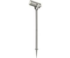 Eglo 85994 Riga - Lámpara de pie para exterior (acero inoxidable, se incluye 1 bombilla GU10 de 35 W, protección IP44, cable de alimentación de 280 cm, con estaca, 14 x 63 cm)