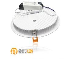 L.H.S ¬ Downlight empotrable placa LED, panel LED , 30W redondo marco Blanco, Color Blanco Frío 6000 - 6500 ºK