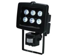 Electraline 63018 - Proyector halógeno con detector (6 W, 6 LEDs), color negro