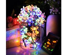 Cadena solar de luces LED Salcar de 5 metros, 20 la flor de cerezo de decoración, luminaria para navidad, fiestas, celebraciones (RGB)