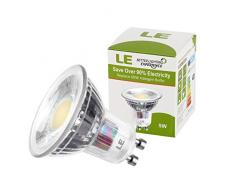 LE Pack de 10 bombillas LED, MR16, casquillo GU10, consumo 5W, equivalente a bombillas halógenas de 60W, 420lm, luz blanca cálida (3000K), ángulo de haz 30°, foco, downlight, luz descendente, luz empotrada descendente, para rieles