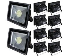 Pack of 10,Luz 50W SMD Foco LED Proyector de exterior - Blanco cálido