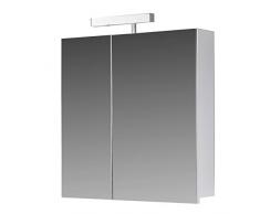 eurosan Armario con espejo lámpara halógena, Super Plano, accesorio, color blanco, Berlin, madera, madera, weiß, 60 x 62 x 13 cm