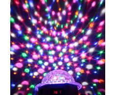 Lixada Luces de Escenario Rotación estroboscópico LED 7Canales RGBPYW Efecto Bola Cristal Mágica para Bares Discoteca DJ DMX-512