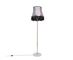 QAZQA Retro/Vintage Lámpara de pie KASO latón con pantalla GRANNY B 45cm negra con gris Metal / Piedra / cemento / Textil / Redonda Adecuado para LED E27 Max. 1 x 60 Watt