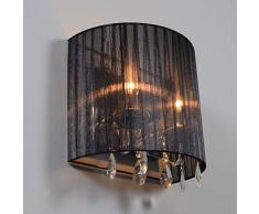 QAZQA Clásico/Antiguo, Rústico, Moderno Aplique de pared ANN-KATHRIN 2 cromo con pantalla negra , Vidrio, Metal, Textil, Cristal , Redonda, Esfera / Adecuado para LED E14 Máx. 2 x 40 Watt