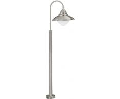 Eglo 83969 Sidney - Lámpara de pie (acero inoxidable y vidrio satinado, 1 bombilla E27 con potencia máxima de 60 W no incluida, protección IP44, 120 x 35 cm, diámetro de la base de 12 cm), color blanco