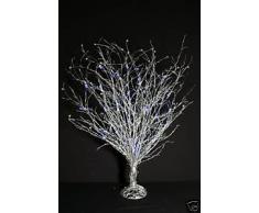 Árbol de mimbre plata 80cm con azul Led luces (RA53)