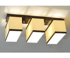 Paris I9a - Lámpara de techo para habitación (E27, led), diseño retro, Holzfarbe- Nuss, Sockel: 50cmx10cm Schirm: H24cm B10cm L12cm