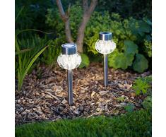 Conjunto de 2 lámparas solares de LED para jardín o interiores con estaca desmontable de Lights4fun