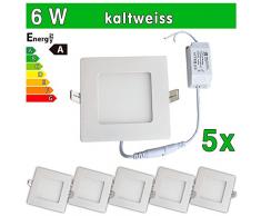 LEDVero SMD 2835 ultrafina 2 x Panel LED, 6 W, cuadrada lámpara de techo empotrables en foco, blanco 6.0|wattsW