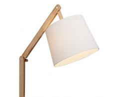 Lámpara de pie con tela y estructura de madera, 1 x E27 Max. 60 W, madera, color blanco