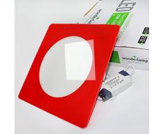 Wonderlamp W-E000059 - Lámpara downlight LED extraplano cuadrado, 20 W, aluminio, 15 x 15 x 2,3 cm, color rojo