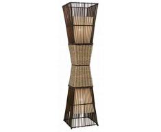 Nino 40050243 Bamboo - Lámpara de pie de bambú (altura 130 cm, 2 bombillas, con 2 pantallas de tela en el interior de la estructura de bambú), color marrón y beige