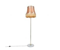 QAZQA Retro/Vintage Lámpara de pie KASO latón con pantalla GRANNY 45cm dorada Metal / Piedra / cemento / Textil / Redonda Adecuado para LED E27 Max. 1 x 60 Watt