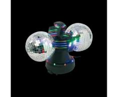 BOLA DE DISCOTECA CON 2 BOLAS ROTATIVAS LUMINOSAS LED INTERMINENTES.