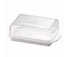 Mantequera con tapa, color blanco y transparente, para el refrigerador