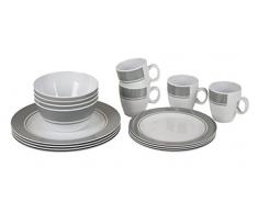Bo Camp - Vajilla de mesa de 16 piezas de melamina, gris