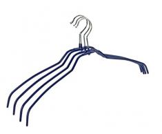 WENKO 10412411100 Percha anatómica Silhoutte - juego de 4 piezas de gancho para ropa, recubrimiento antideslizante, Metal cromado, 41 x 21.5 x 0.5 cm, Plata brillante
