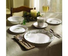 Corelle - Juego de vajilla de 16 piezas, de vidrio Vitrelle resistente a las roturas y las desportilladuras, modelo Callaway, servicio para 4 personas, color verde