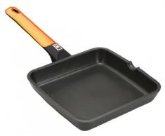 BRA Efficient Orange - Grill asador liso, 22 cm, aluminio fundido con antiadherente Teflon Platinum Plus