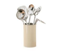 Premier Housewares - Lote de utensilios de cocina con bote esmaltado (5 piezas), color crema