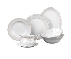 Königlich Tettau 004.102099 Ariadne Janice - Vajilla (porcelana, 16 piezas), color blanco