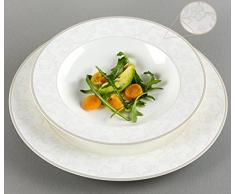 Ritzenhoff & Breker Isabella - Vajilla (12 piezas, porcelana china), color blanco con decoración, Porcelana de ceniza de hueso, weiß mit ornamenten, 31 x 28 x 33 cm