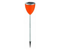Stellar 1041-1 Copa Fun - Lámpara solar (LED de luz blanca de alta potencia, acero inoxidable, diseño moderno, con base clavable en el suelo), color naranja