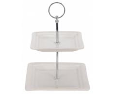 2-pisos cuadrado - porcelana - bandeja soporte - bandeja de madera - bandeja