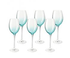 Leonardo 014885 juego de 6 copas de vino Cheers, apto para lavavajillas, laguna de color turquesa/azul