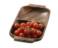Premier Housewares - Bandeja o fuente rectangular para aperitivos con asas (madera de acacia, 2 secciones - 4 x 32 x 18 cm)